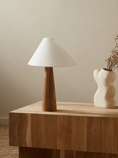 Alvin Table Lamp | Wooden Base & Linen Shade | White