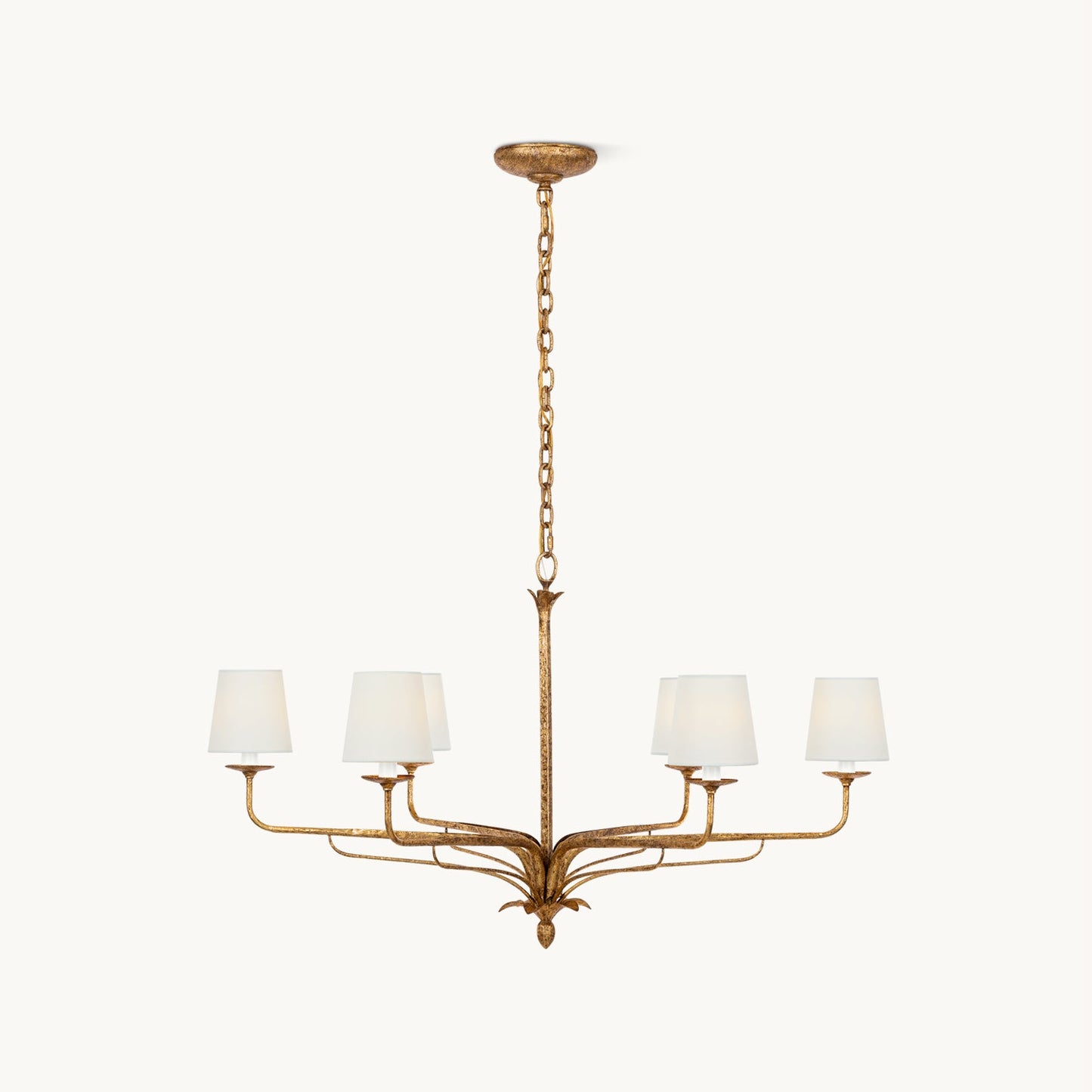 Amalfi Chandelier | Antique Brass & Fabric | 2 or 6 Lights Options