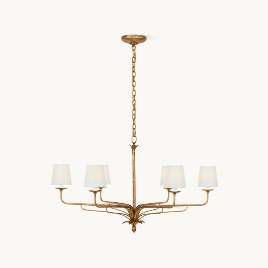 Amalfi Chandelier | Antique Brass & Fabric | 2 or 6 Lights Options