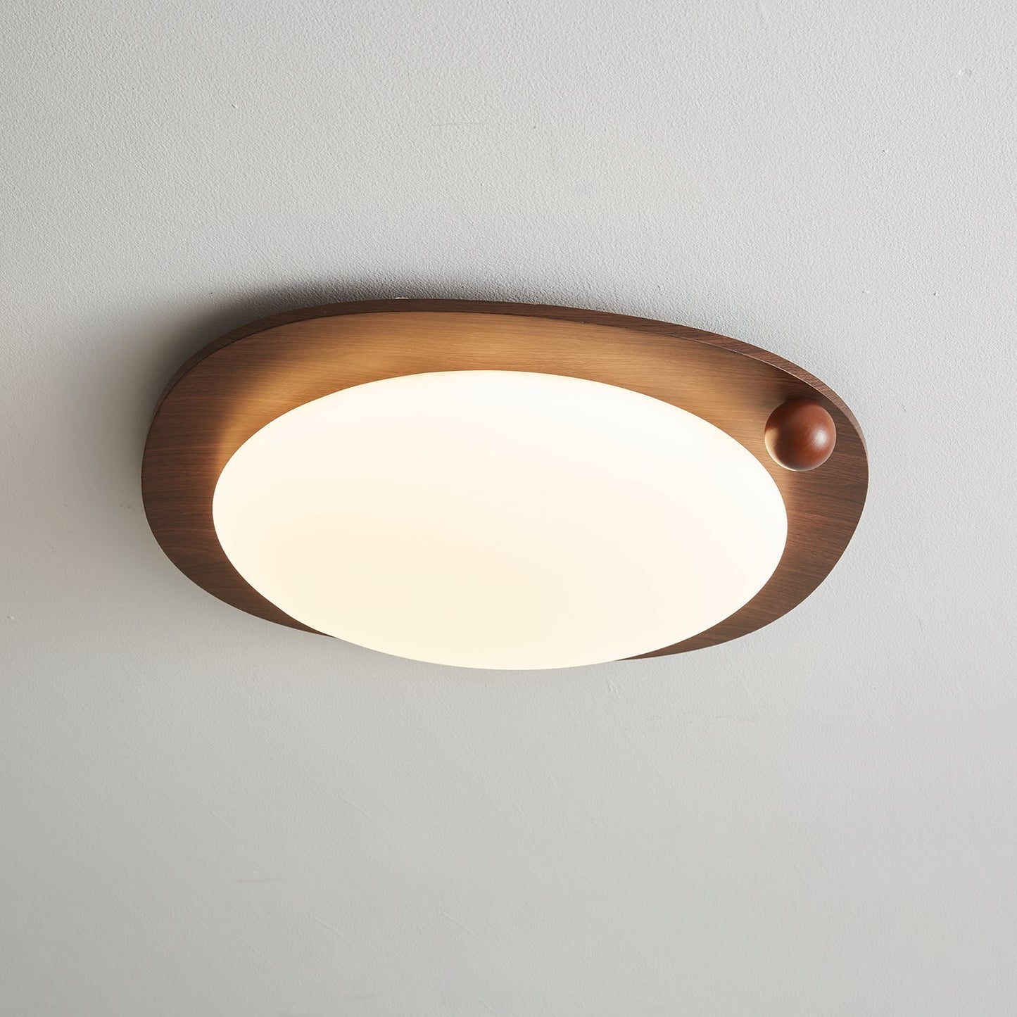 Amalphi Ceiling Light | Walnut Wood Grain | White Shade