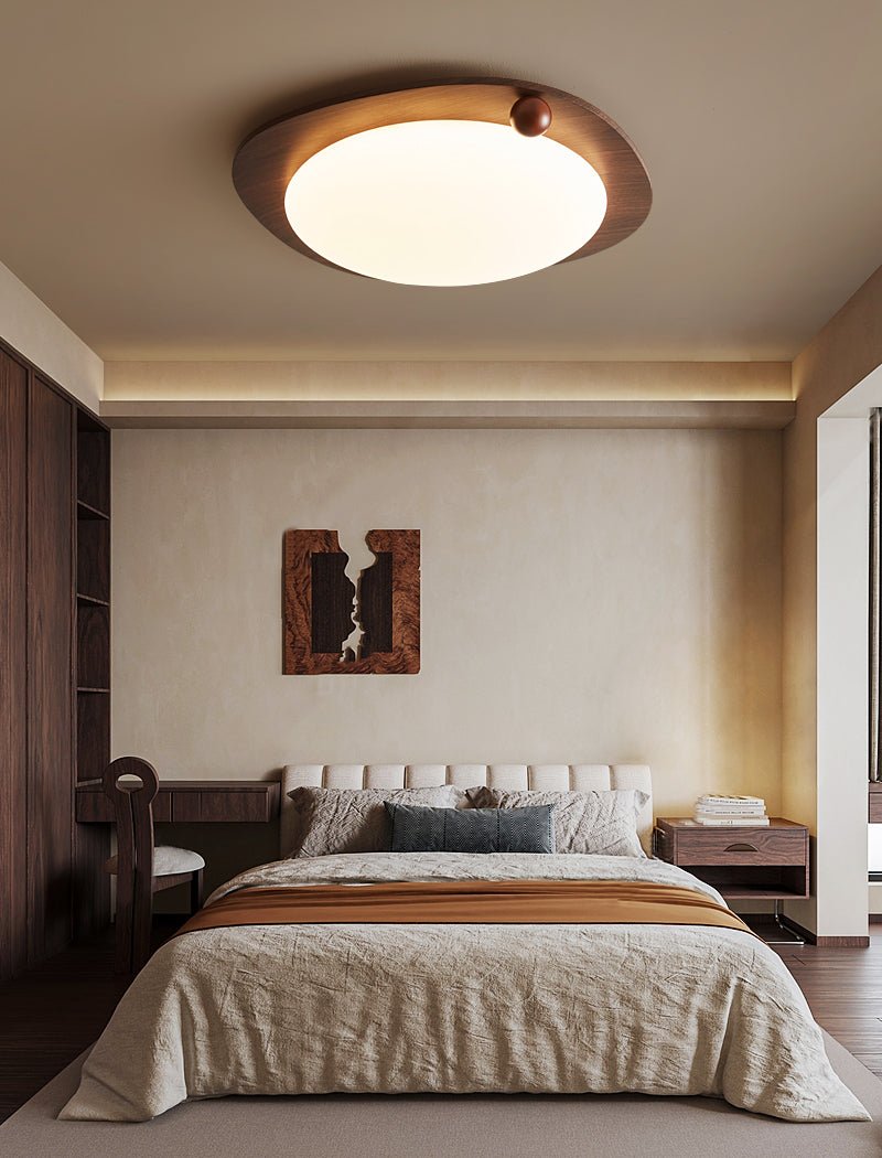Amalphi Ceiling Light | Walnut Wood Grain | White Shade