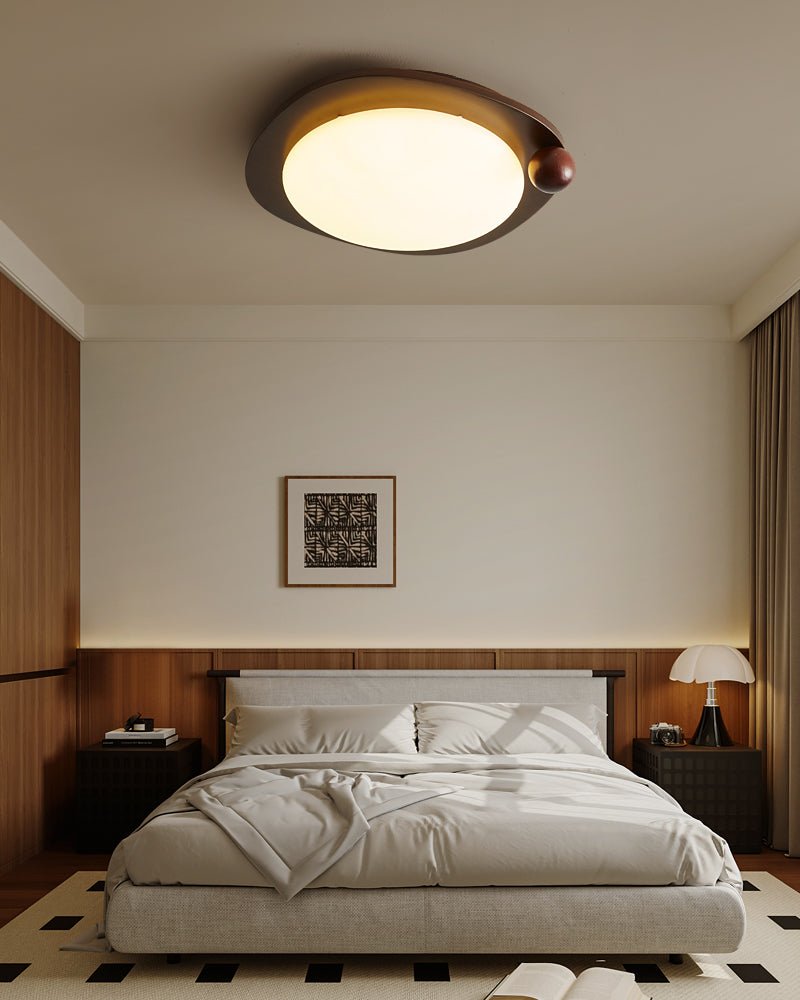Amalphi Ceiling Light | Walnut Wood Grain | White Shade