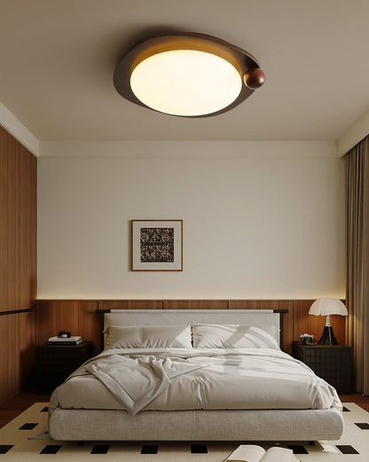 Amalphi Ceiling Light | Walnut Wood Grain | White Shade