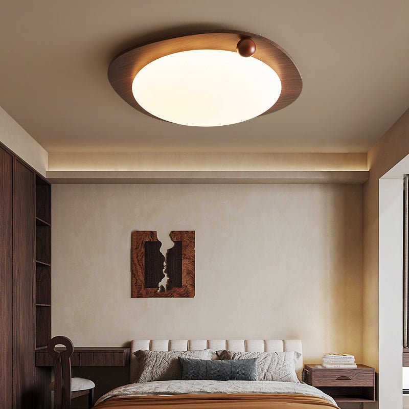 Amalphi Ceiling Light | Walnut Wood Grain | White Shade
