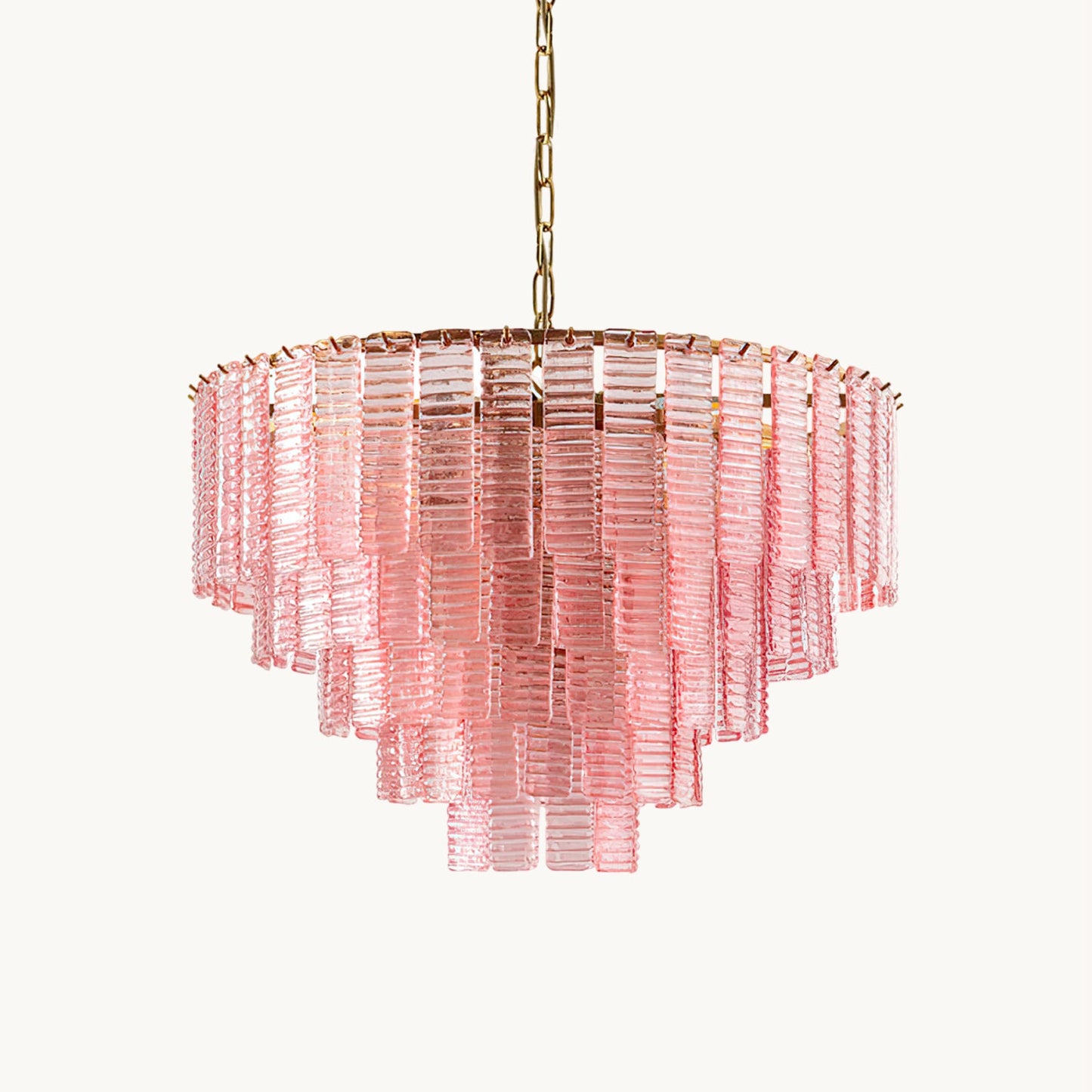 Murano Chandelier | Pink Opaque Glass & Copper | 62cm Diameter