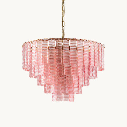 Murano Chandelier | Pink Opaque Glass & Copper | 62cm Diameter
