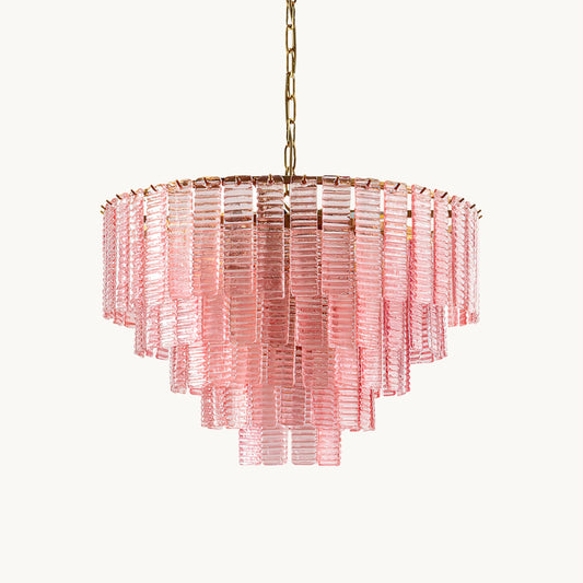 Murano Chandelier | Pink Opaque Glass & Copper | 62cm Diameter