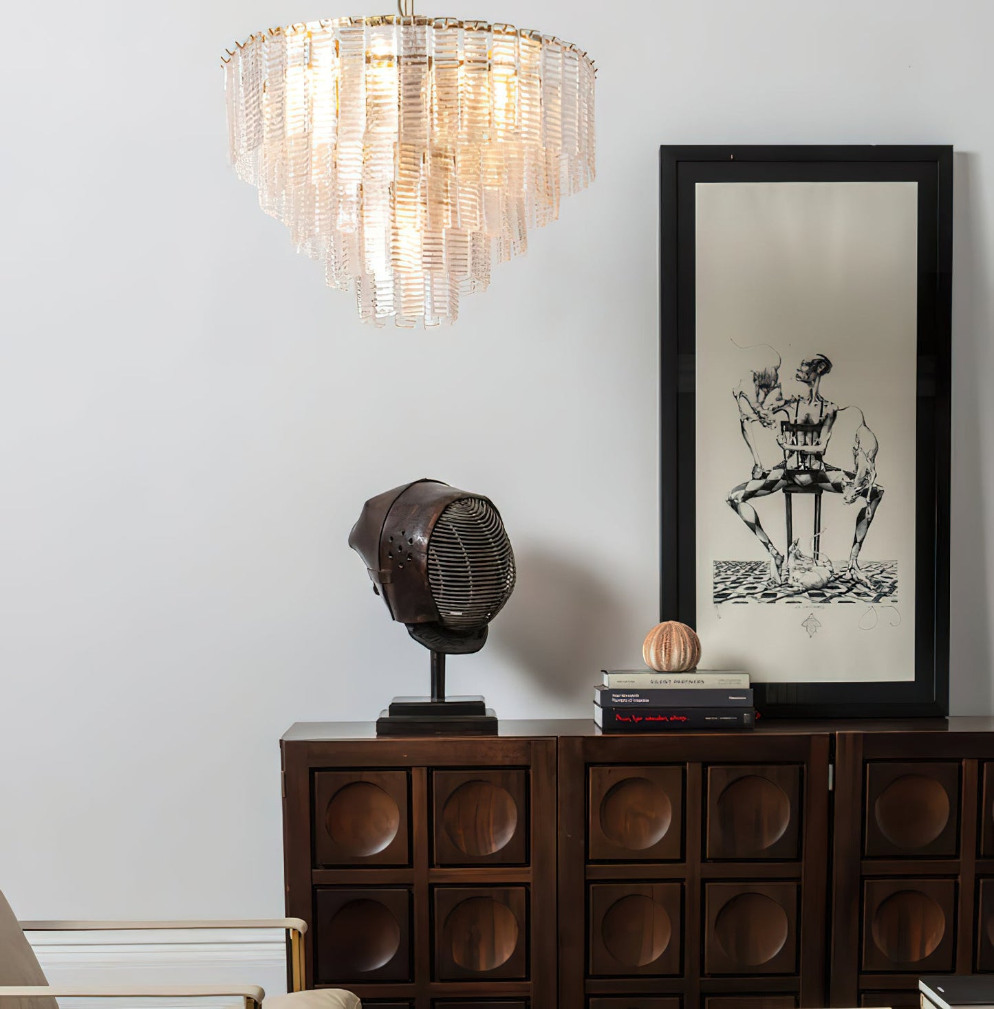 Murano Chandelier | Pink Opaque Glass & Copper | 62cm Diameter