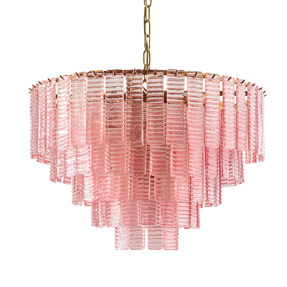 Murano Chandelier | Pink Opaque Glass & Copper | 62cm Diameter