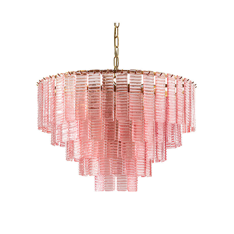 Murano Chandelier | Pink Opaque Glass & Copper | 62cm Diameter