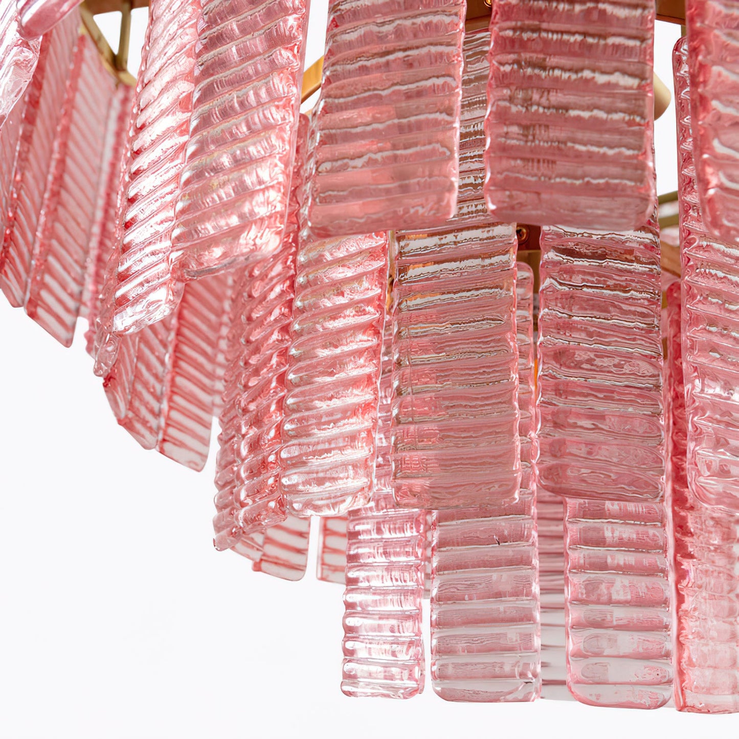 Murano Chandelier | Pink Opaque Glass & Copper | 62cm Diameter