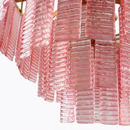 Murano Chandelier | Pink Opaque Glass & Copper | 62cm Diameter