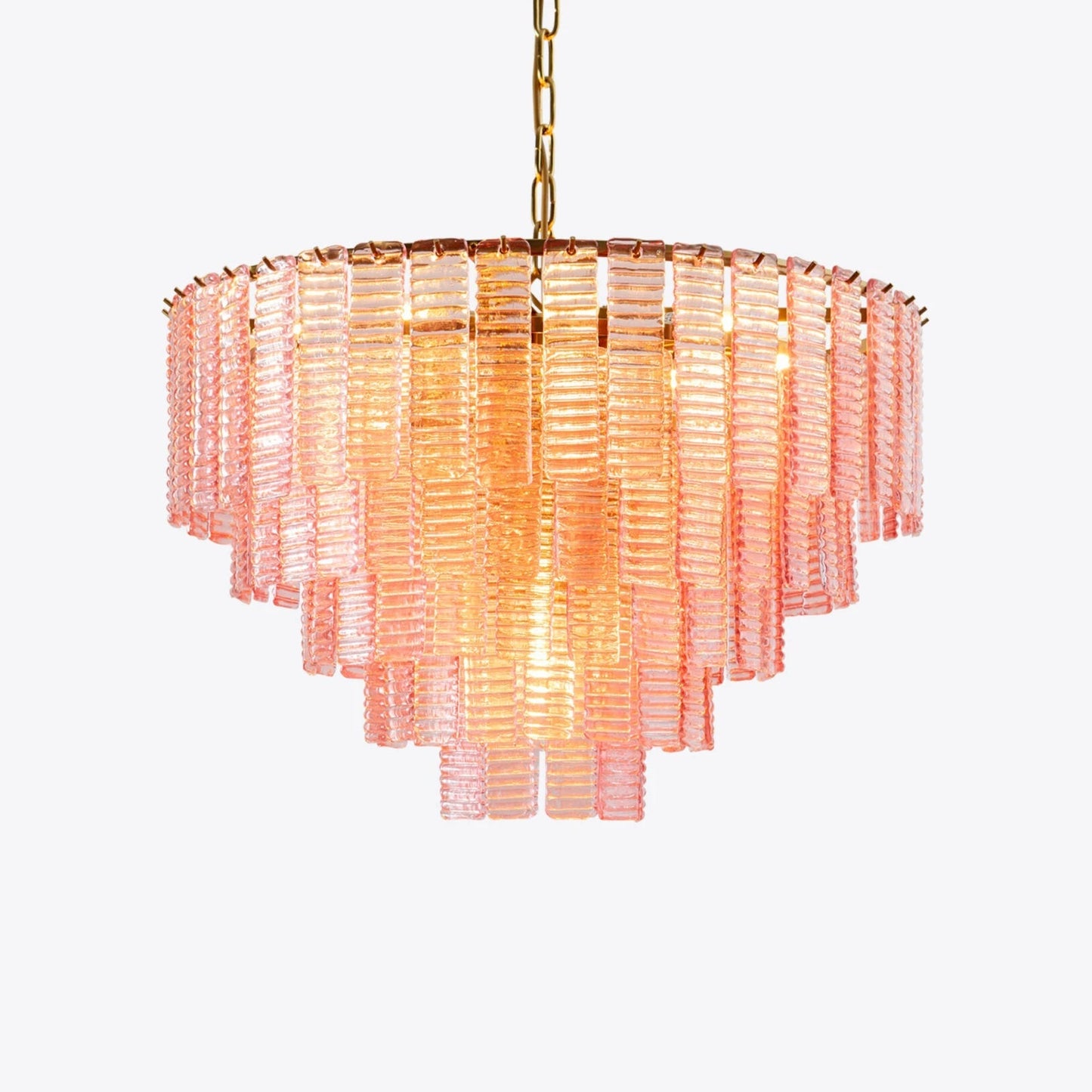 Murano Chandelier | Pink Opaque Glass & Copper | 62cm Diameter