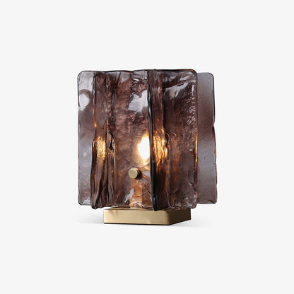 Amber Table Lamp | Brushed Brass & Amber Glass | Modern Design
