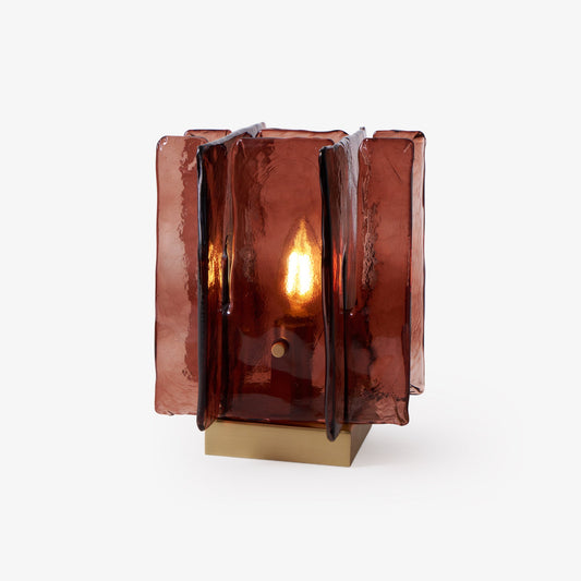 Amber Table Lamp | Brushed Brass & Amber Glass | Modern Design