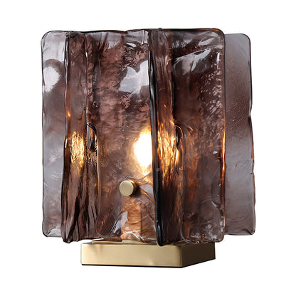 Amber Table Lamp | Brushed Brass & Amber Glass | Modern Design