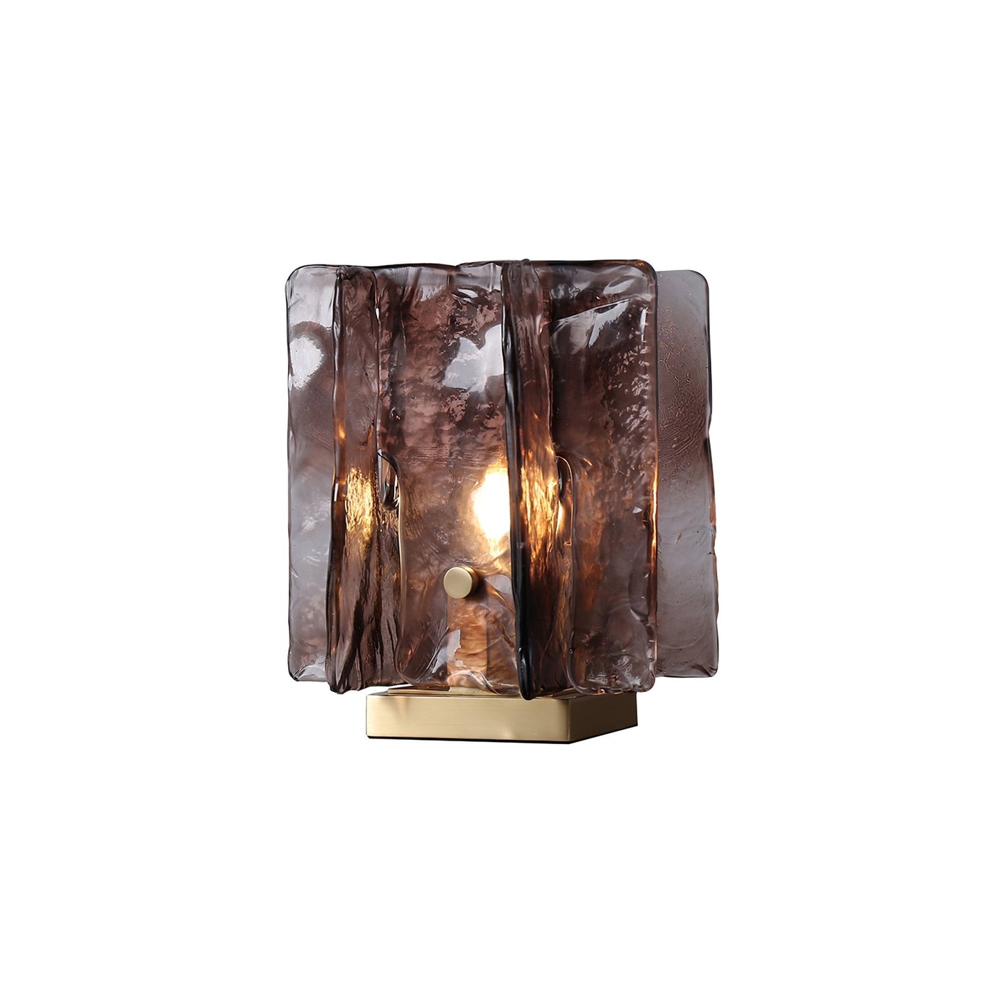Amber Table Lamp | Brushed Brass & Amber Glass | Modern Design