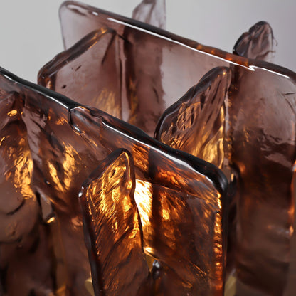 Amber Table Lamp | Brushed Brass & Amber Glass | Modern Design