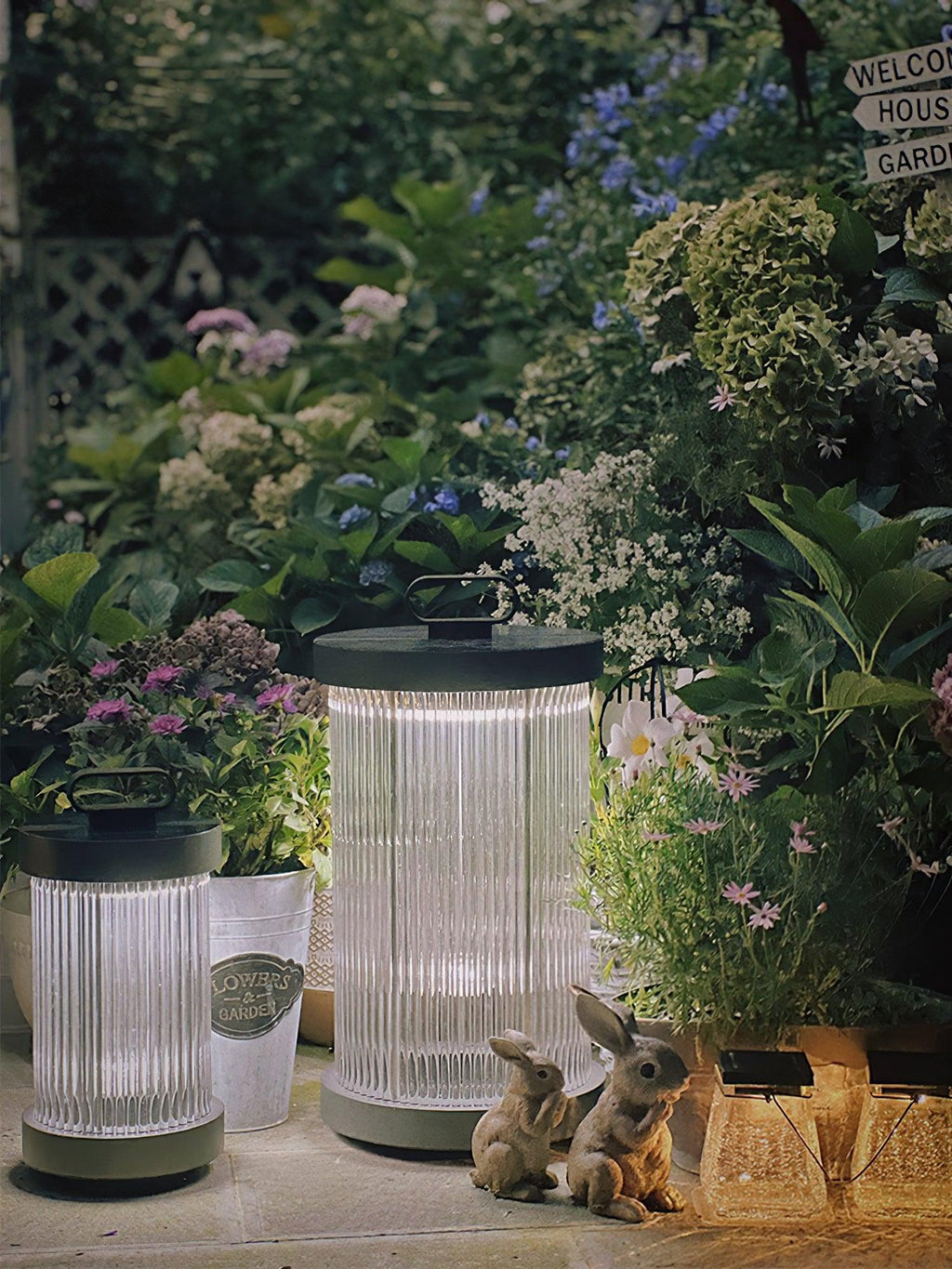 Lantern Garden Outdoor Light | Stainless Steel, Glass, Acrylic | Black