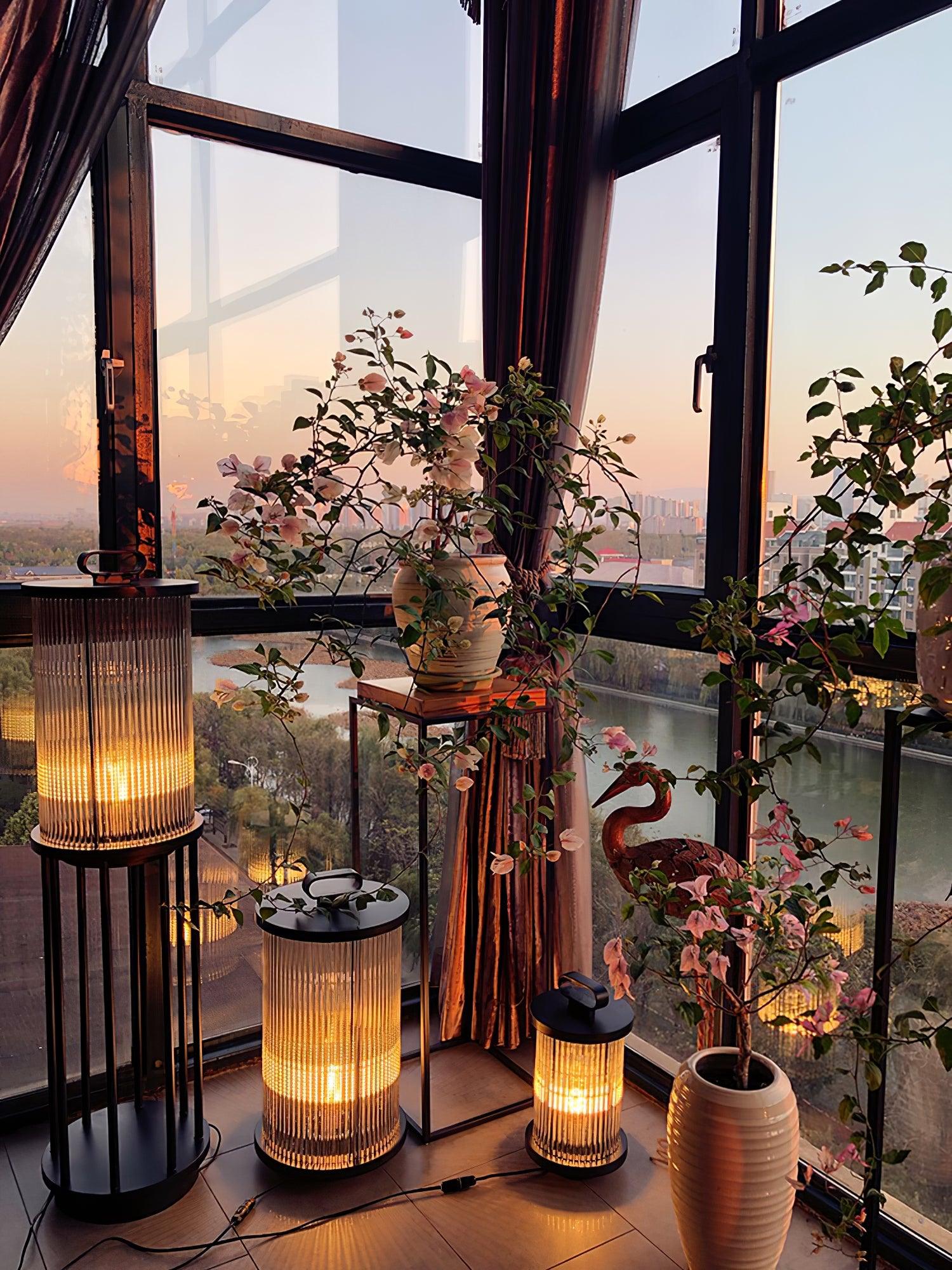 Lantern Garden Outdoor Light | Stainless Steel, Glass, Acrylic | Black