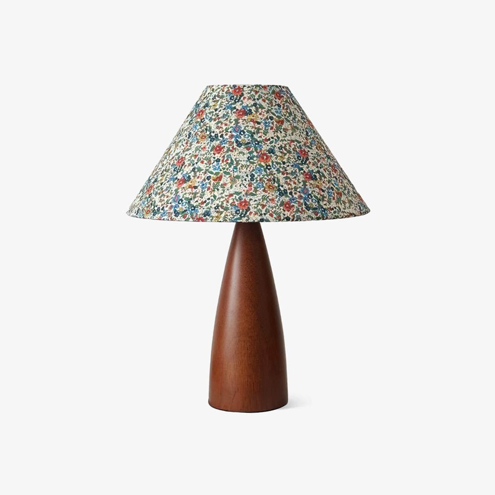 Amelia Blossom Table Lamp | Floral Fabric Shade | Wooden Base | Vintage Design