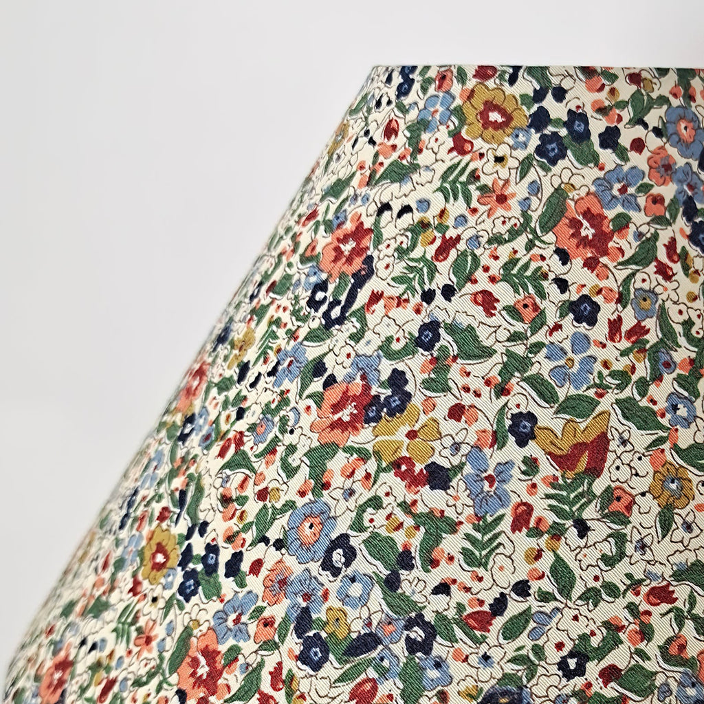 Amelia Blossom Table Lamp | Floral Fabric Shade | Wooden Base | Vintage Design