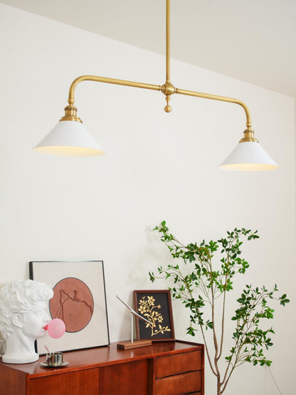 Amelia Chandelier | Brass & Ceramic | 2-Light Retro Design