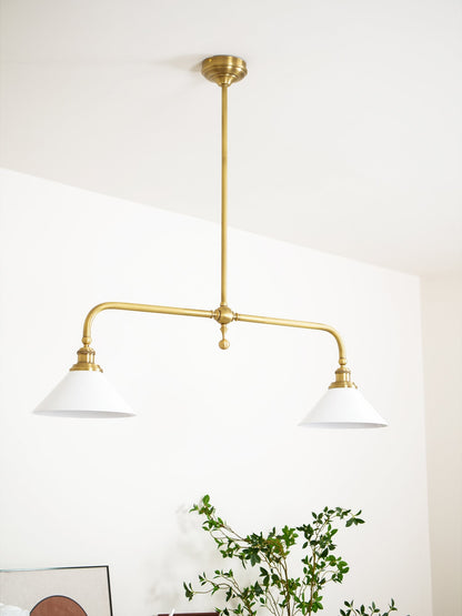 Amelia Chandelier | Brass & Ceramic | 2-Light Retro Design