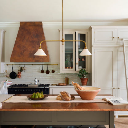 Amelia Chandelier | Brass & Ceramic | 2-Light Retro Design