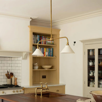 Amelia Chandelier | Brass & Ceramic | 2-Light Retro Design