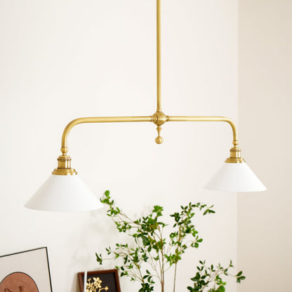 Amelia Chandelier | Brass & Ceramic | 2-Light Retro Design