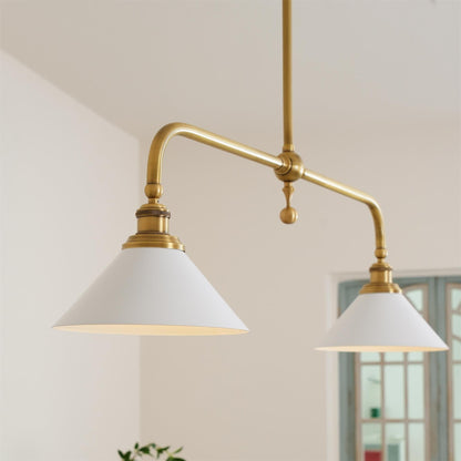 Amelia Chandelier | Brass & Ceramic | 2-Light Retro Design