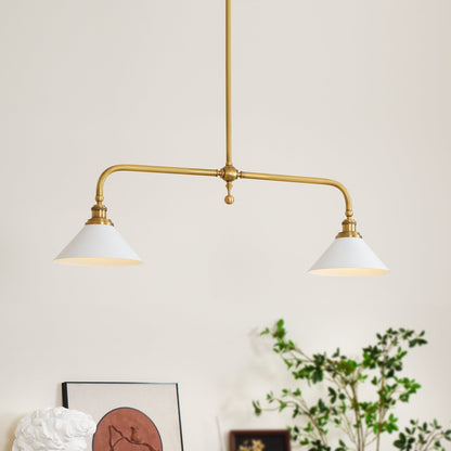 Amelia Chandelier | Brass & Ceramic | 2-Light Retro Design