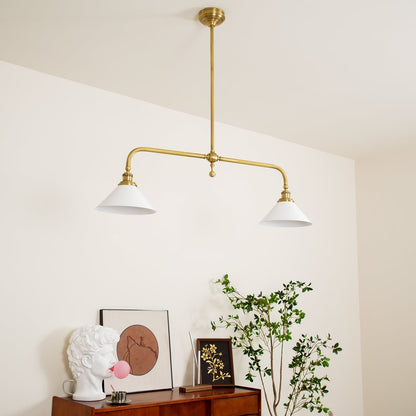 Amelia Chandelier | Brass & Ceramic | 2-Light Retro Design