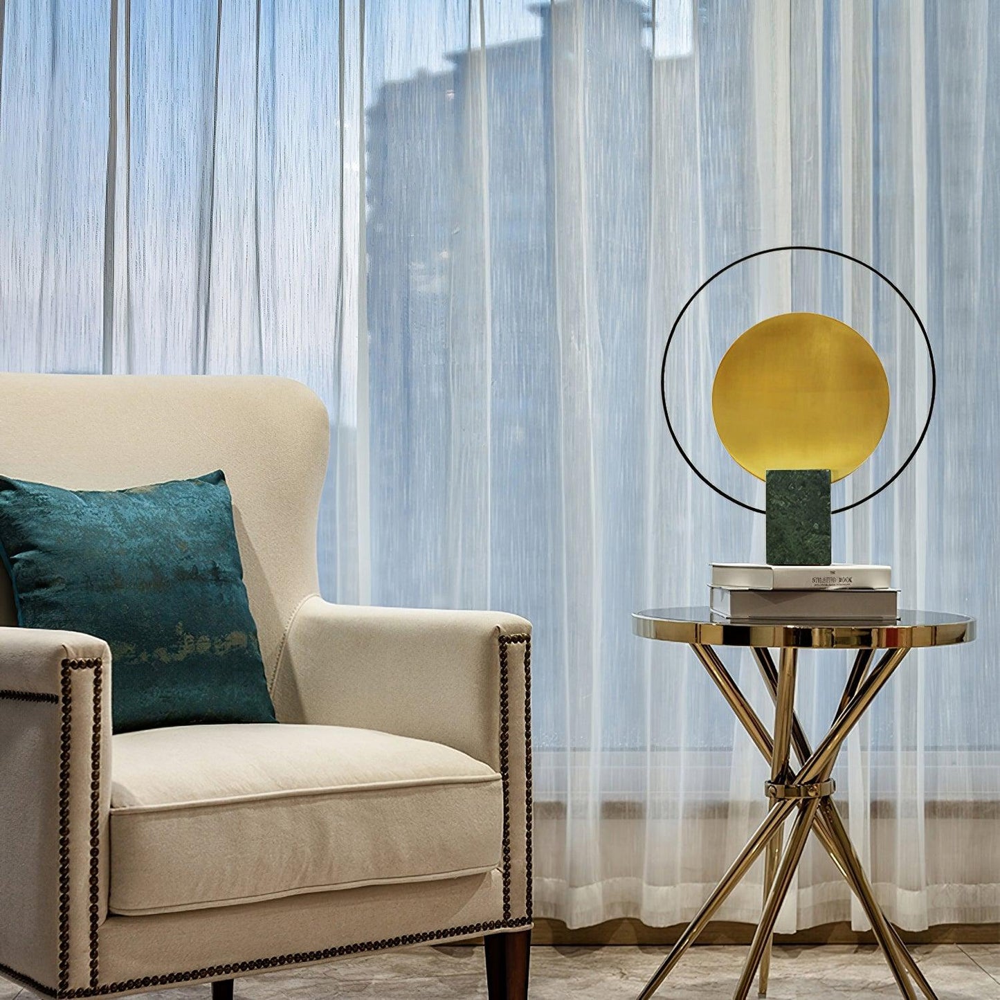 Amos Camden Table Lamp | Metal & Marble | Black/Gold