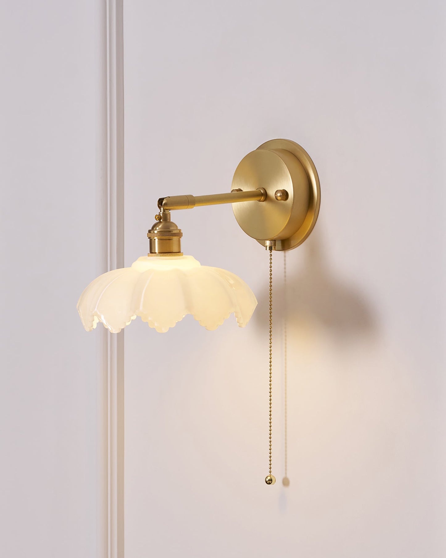 Lotus Rotatable Wall Lamp | Gold Finish | White Glass Shade