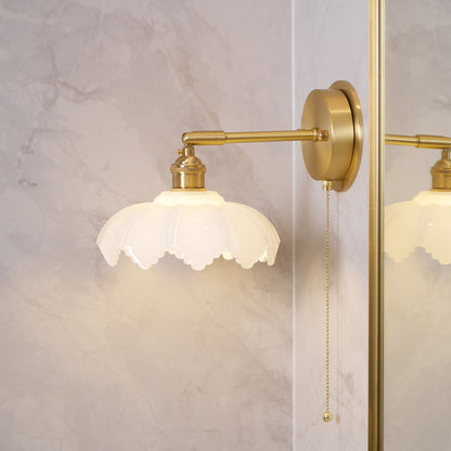 Lotus Rotatable Wall Lamp | Gold Finish | White Glass Shade
