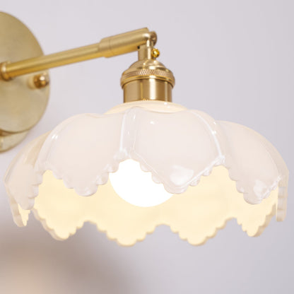 Lotus Rotatable Wall Lamp | Gold Finish | White Glass Shade