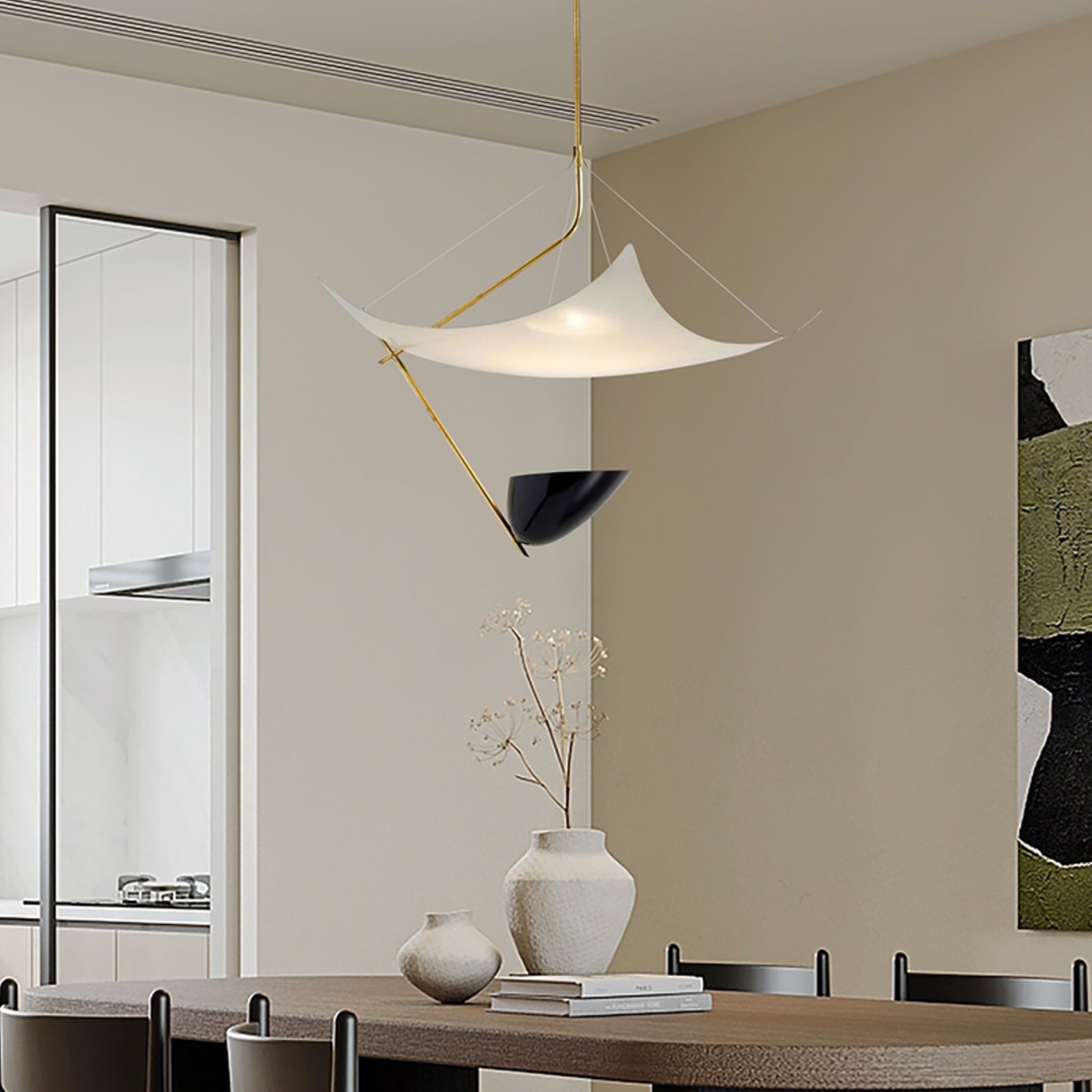 Angelo Lelii Pendant Light | Brass & Black Metal | 50cm Diameter