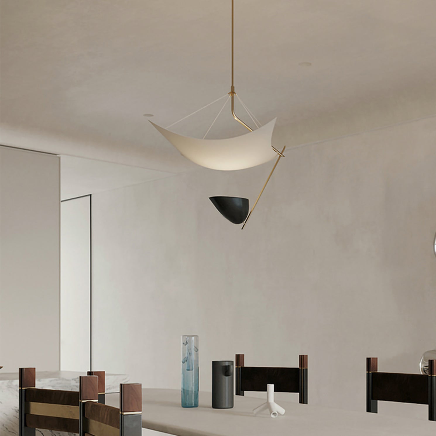 Angelo Lelii Pendant Light | Brass & Black Metal | 50cm Diameter