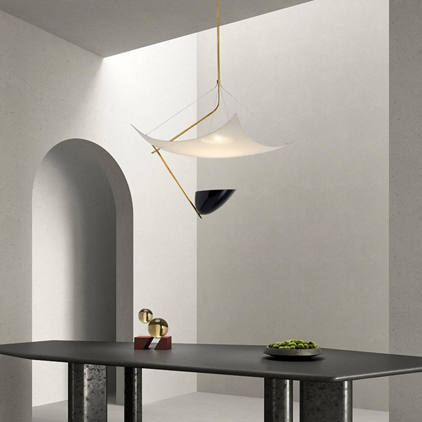 Angelo Lelii Pendant Light | Brass & Black Metal | 50cm Diameter