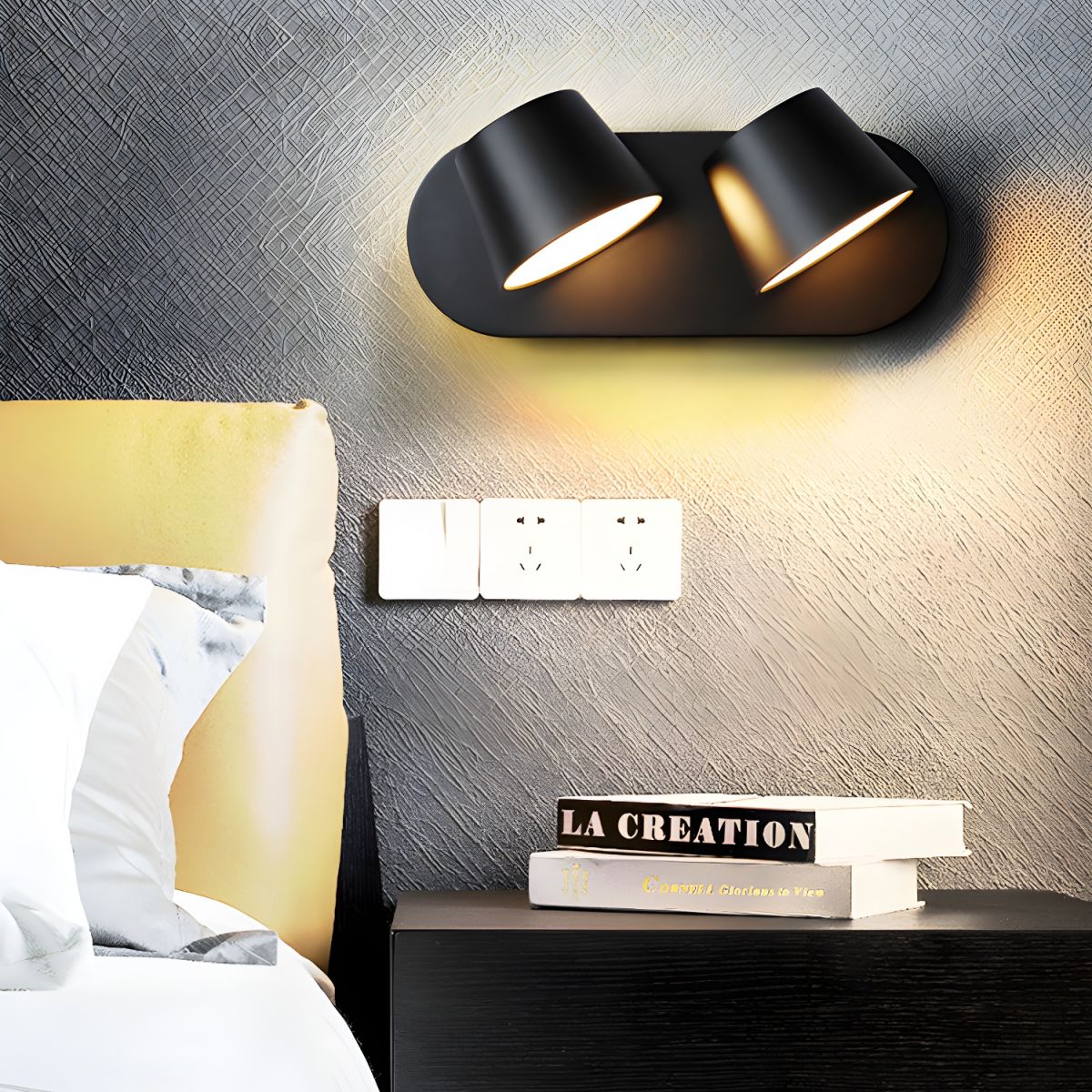 Angle Adjustable Wall Lamp | Metal & Acrylic | Black or White