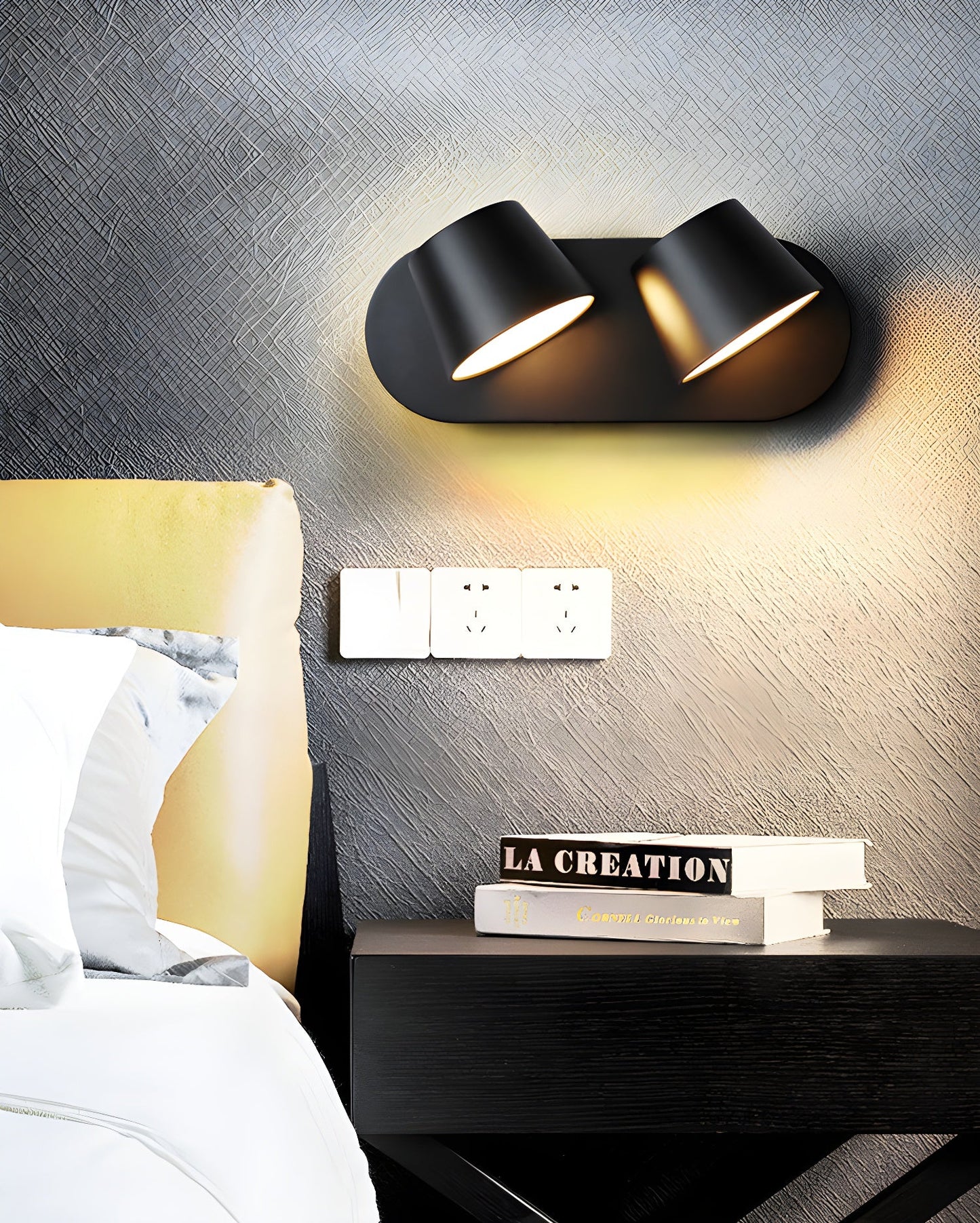 Angle Adjustable Wall Lamp | Metal & Acrylic | Black or White