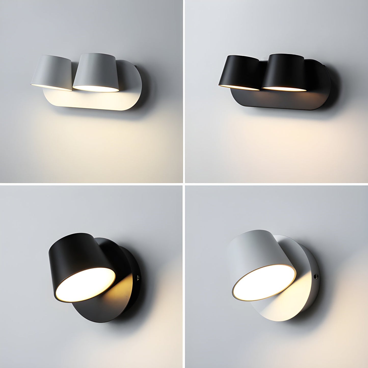 Angle Adjustable Wall Lamp | Metal & Acrylic | Black or White