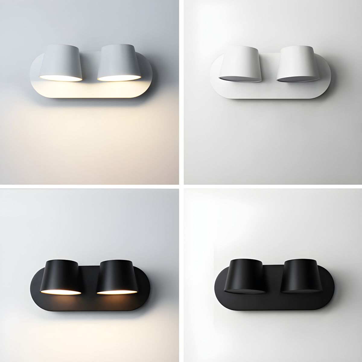 Angle Adjustable Wall Lamp | Metal & Acrylic | Black or White