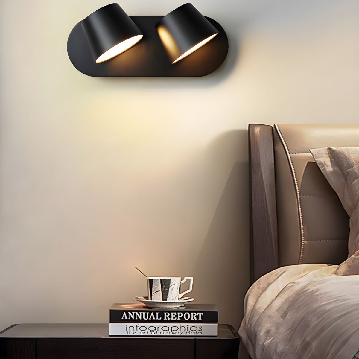 Angle Adjustable Wall Lamp | Metal & Acrylic | Black or White