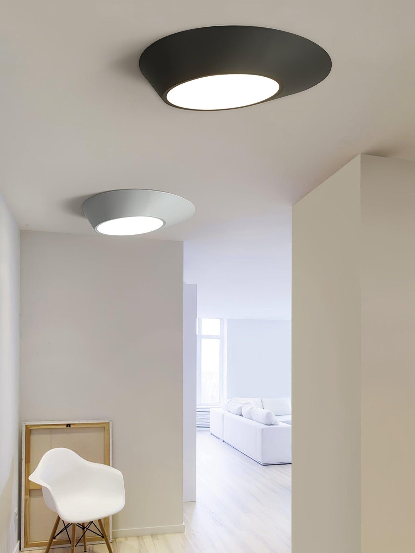 Angled Ceiling Light | Iron, Metal, Acrylic | Black, White