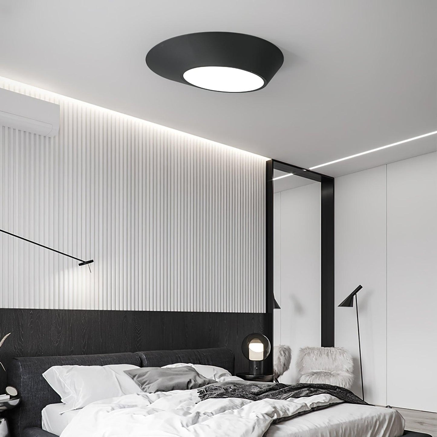 Angled Ceiling Light | Iron, Metal, Acrylic | Black, White