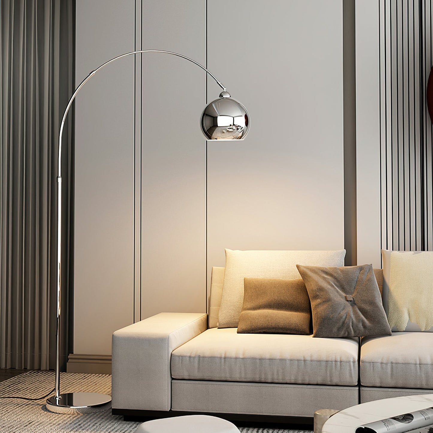 Angler Floor Lamp | Adjustable Metal Design | Black, Chrome, White