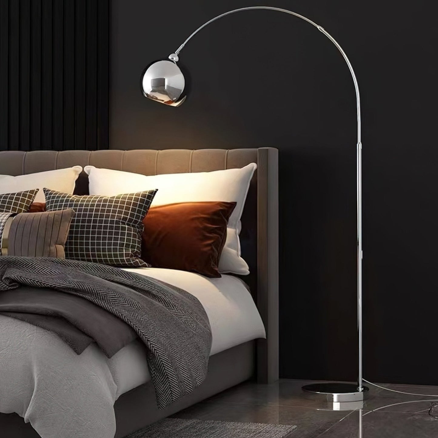 Angler Floor Lamp | Adjustable Metal Design | Black, Chrome, White